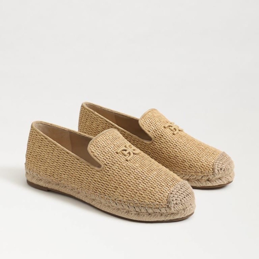 Sam Edelman Kathleen Raffia Espadrille Loafers Tan Woven Slip On Shoes US 10M